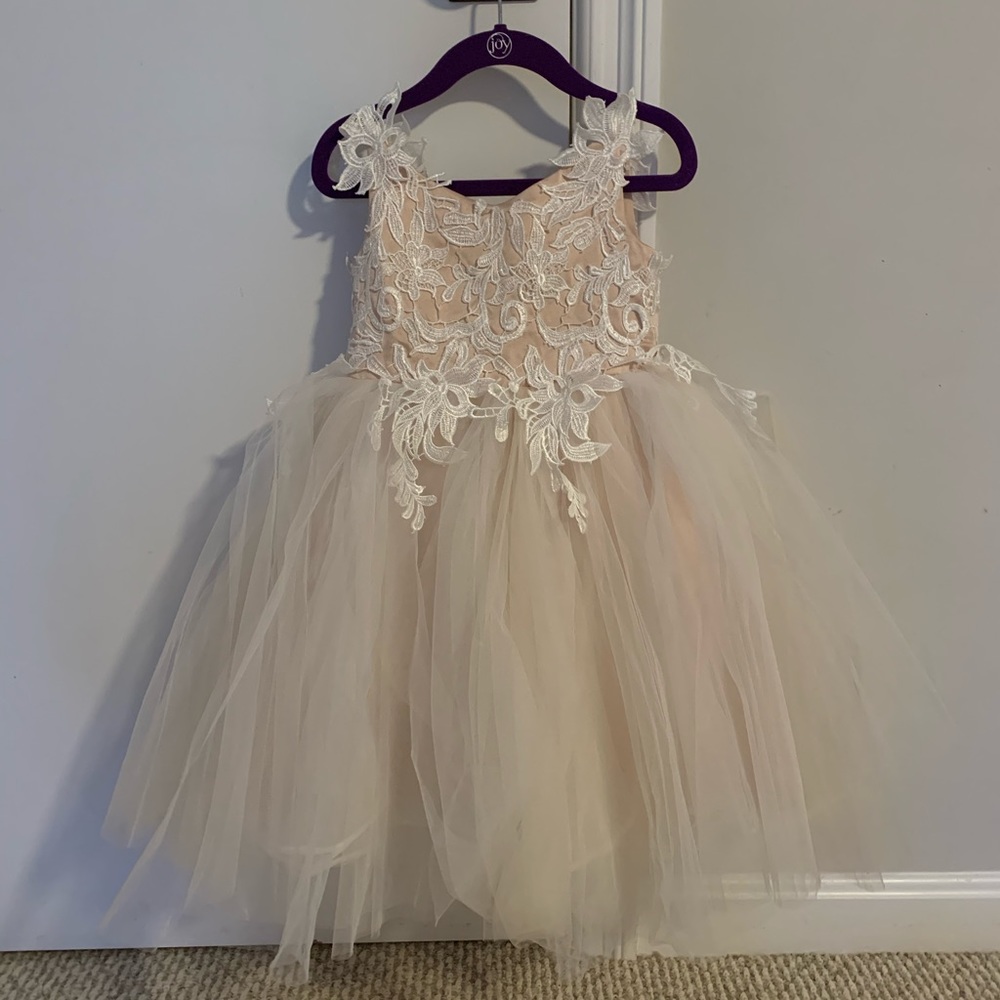 Lace Tulle Straps Wedding Flower Girl Dress size 3